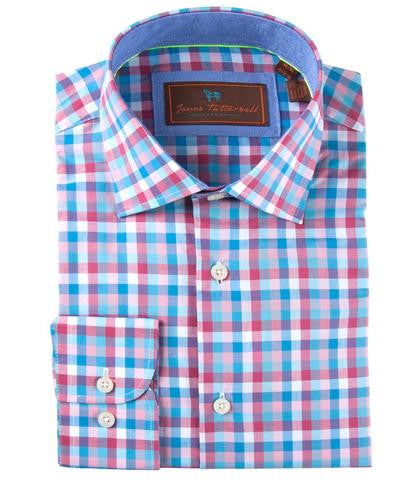 pink and blue mens shirt