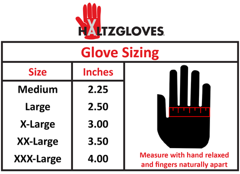 HALTZGLOVES reflective saftey glove sizing chart