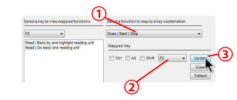 To save your own shortcut, on the right select which function you want performed, select the key to link it to and if you want it in combination with Ctrl, Alt or Shift and click "Update"