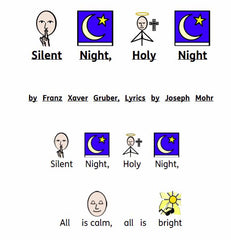 Silent Night song, symbolized with Widgit Symbols