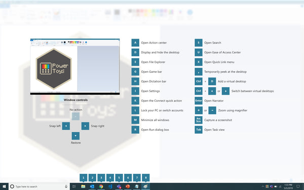 screen shot Windows short cut key mapping for PowerToys accessibility assistive technology tools in Windows