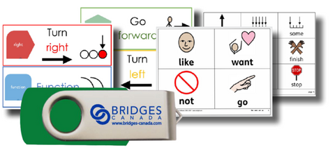 Materials included in Bridges accessible Coding kit for students with special needs.