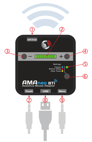 Operating the AMAneo BTi mouse adaptor for iOS devices