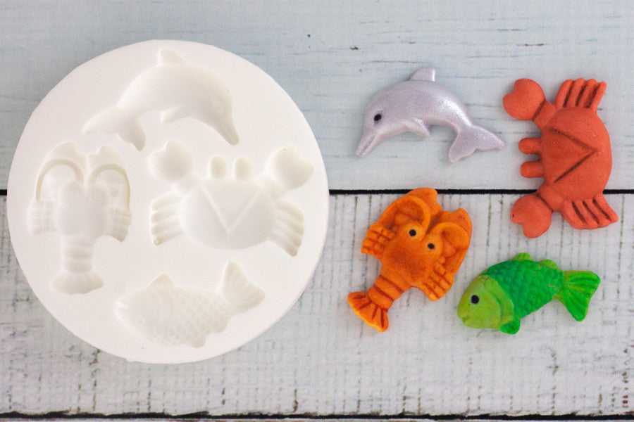 fish Mould - crab dolphin lobster mould- Ellam Sugarcraft cupcake cake craft Moulds For Fondant Or Chocolate