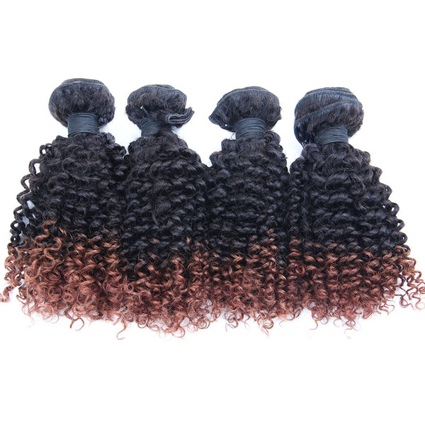 Ombre 1b 33 4 Bundles Lot Kinky Curly Human Virgin Hair Weave