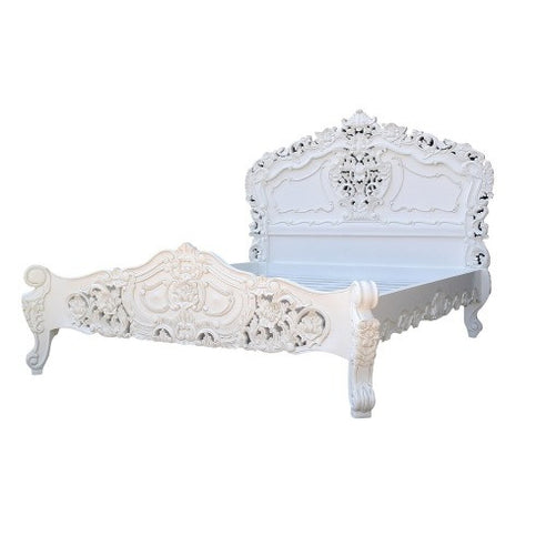 Vintage antique white mahogany double 4'6" french bed