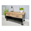 Brixton Metal and Wood Industrial Wheeled Coffee Table (95 x 50 x 50cm)