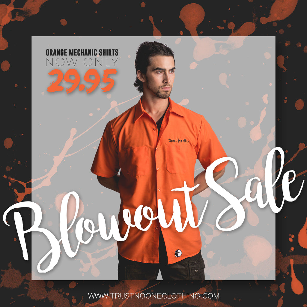Huge Blowout Sale 40 Percent 40% Off Men's Orange Mechanic Shirts Work Trust No One TNO TN1 Clothing Apparel Style Fashion HD TrustNoOne TrustNoOneClothing Fall Autumn 2017