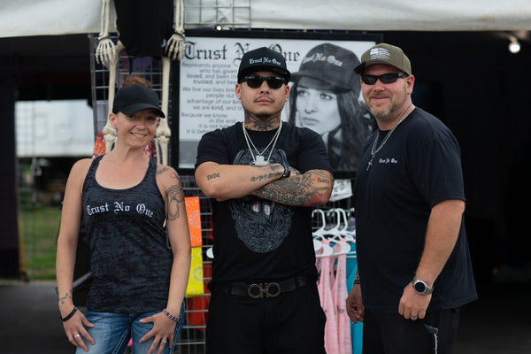 Trust No One Tent Booth Setup Sturgis Main Street Iron Horse TN1 motorcycle rally