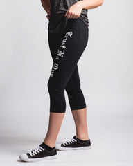 Women's Black Trust No One Capri Yoga Pants fitness clothing gym apparel workout TN1 TNO TrustNoOne TrustNo1
