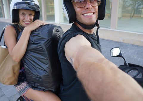 motorbiking in bali scooter selfie denpasar to canngu 