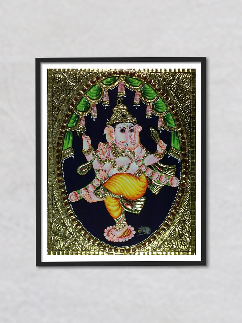 Dancing Ganesha | Hand painted Traditional Tanjore Artwork ...