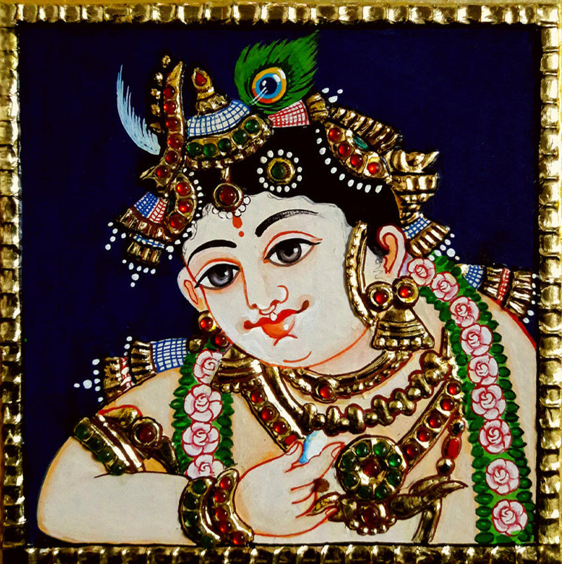 Gopal | Krishna Tanjore Paintings | Traditional Indian Artwork ...