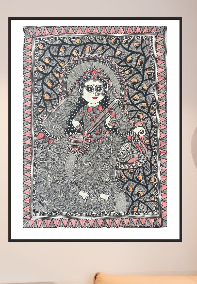 Buy Saraswati Handpainted Madhubani painting by Pratima Bharti ...