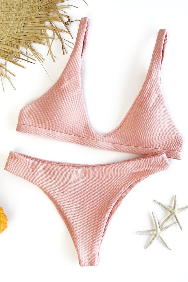 Chicnico Minimalist Solid Color Bikini Set