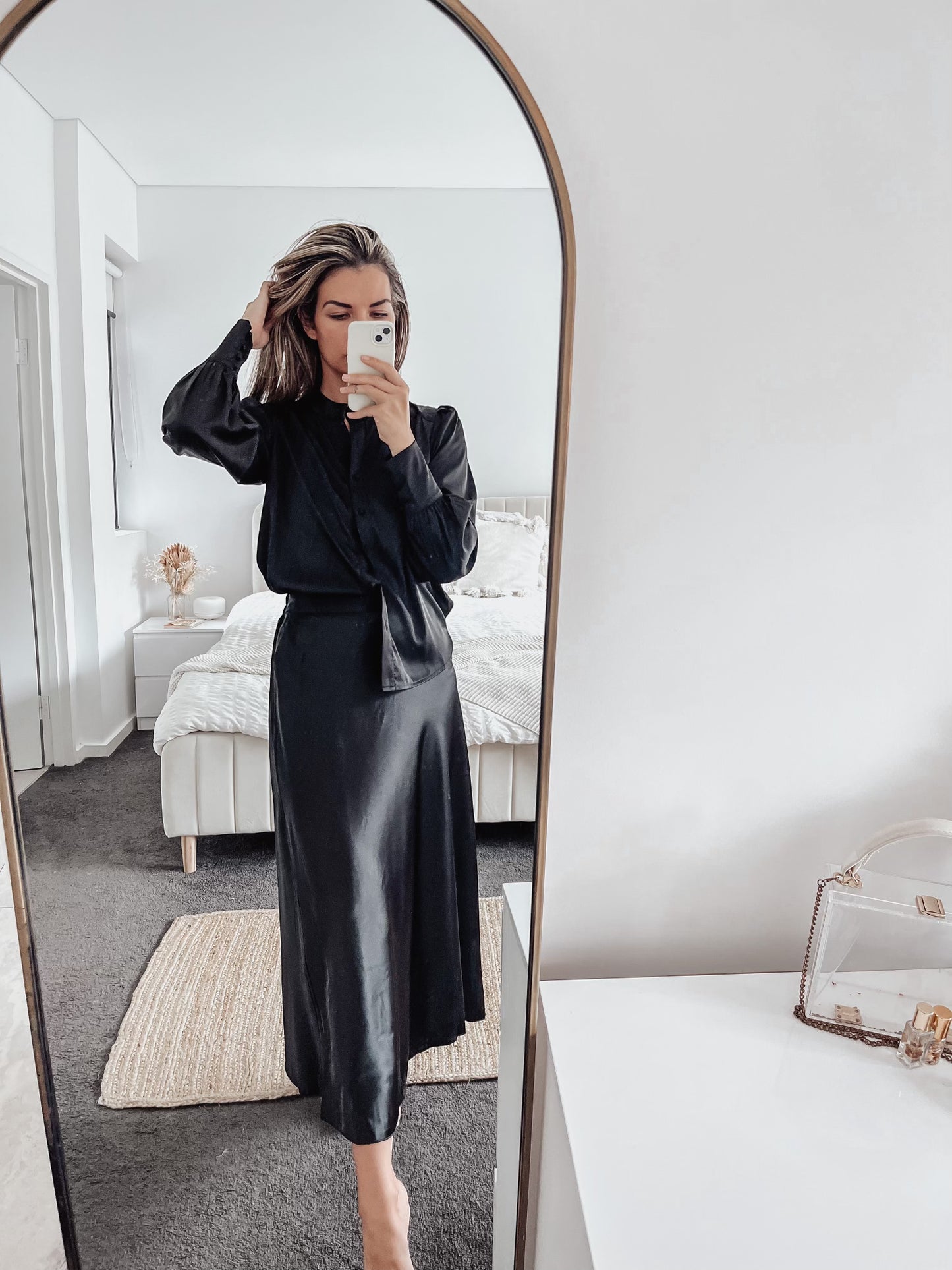 BLACK SATIN BLOUSE