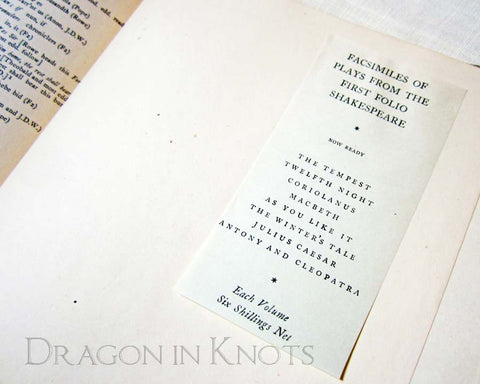 As You Like It - Facsimile of Shakespeare First Folio