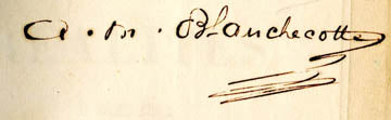 signature of A.M. Blanchecotte, 19th century French woman poet