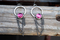 Ασημένια σκουλαρίκια με Pink Quartz(Ροζ Χαλαζία)