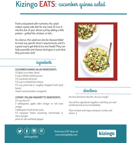 Kizingo EATS: cucumber quinoa salad recipe
