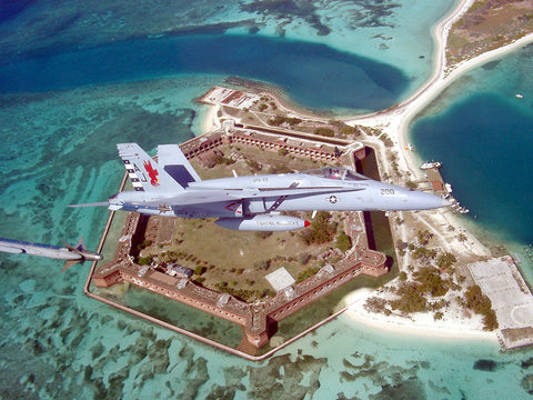 Military Jet over Fort Jefferson