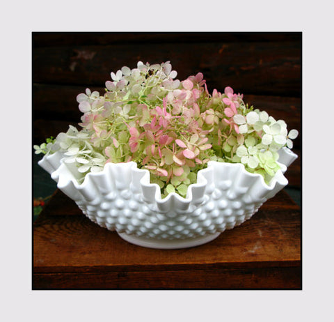 Milk Glass Bowl with Flowers
