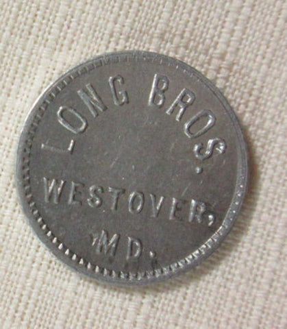 WESTOVER MD MARYLAND ~ LONG BROS. GF " 1 " TOKEN ~ CANNERY 1914 - 1982 PRODUCE