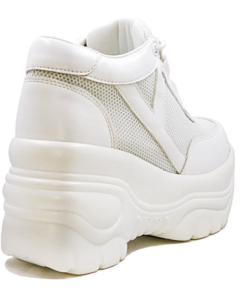 YRU Matrixx White Platform Sneakers 