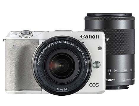 Canon EOS M3 with EF-S 18-55mm and EF-M 55-200mm IS STM Lens White Digital SLR Camera