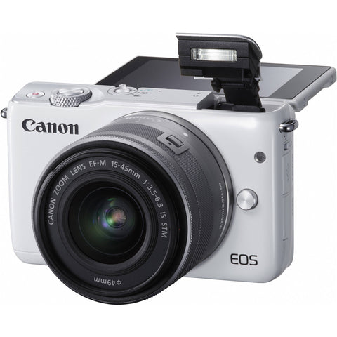 Canon EOS M10 with EF-M 15-45mm f/3.5-6.3 IS STM Lens White Digital SLR Camera