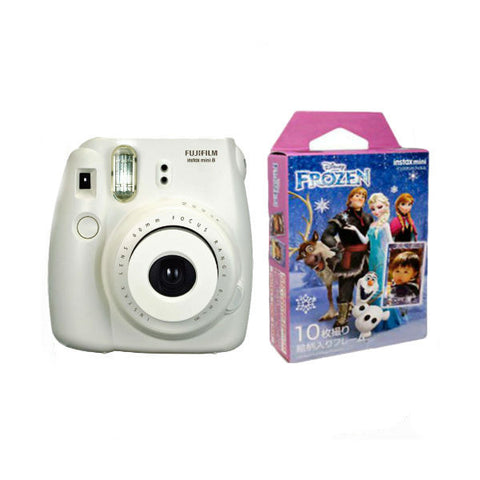 Fuji Film Instax Mini 8 White Instant Camera with Instax Mini (Frozen) Photo Paper