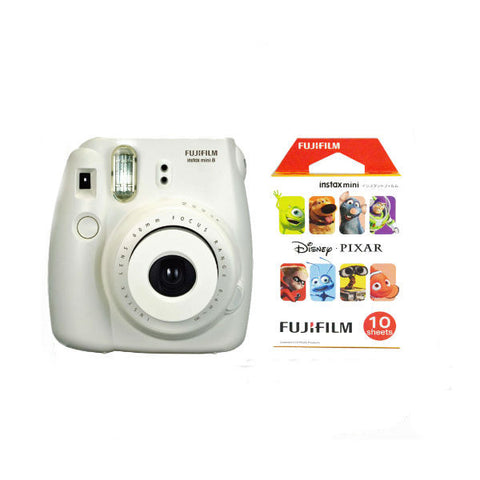 Fuji Film Instax Mini 8 White Instant Camera with Instax Mini (Pixar) Photo Paper