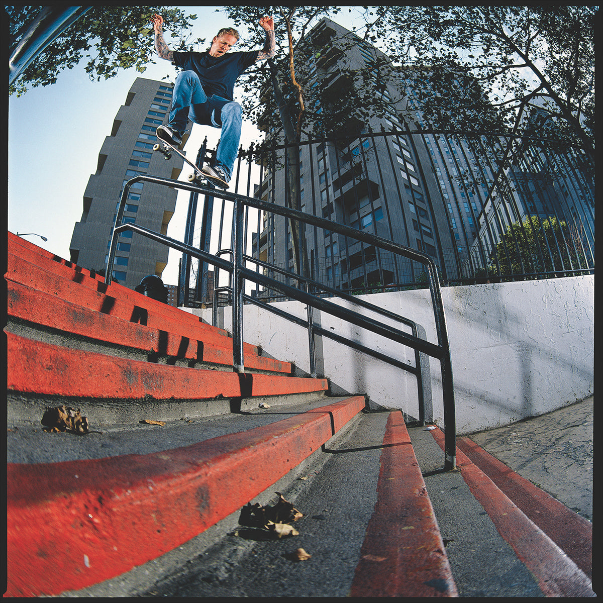 Anthony Van Engelen, over-the-back nosegrind, New York, 2007. photo: Mike O'Meally
