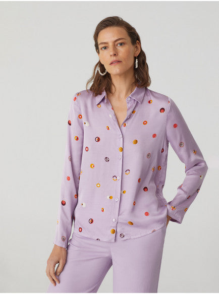 Lilac Purple Polka Dot Womens Shirt