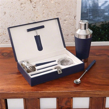 Boxed Bar Tool Set-Leather Ink/Stainless Steel - LIFE MODERNE