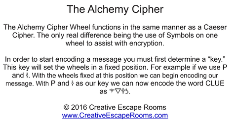 alchemy cipher for escape rooms
