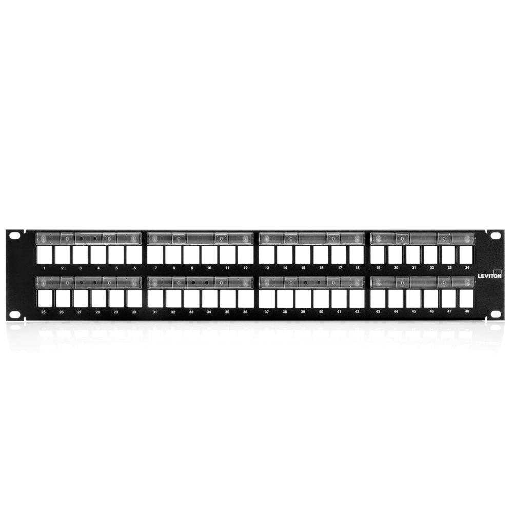 QuickPort Patch Panel with Magnifying Lens Label Holder, 211-Port, 21RU,  Cable Management bar included, 492155-L211 In Leviton Patch Panel Label Template