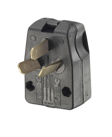 30/50 Amp, 125/250 Volt, NEMA 10-30P/10-50P, 3P, 3W, Plug, Straight Blade, Commercial Grade, Angle, Non-Grounding - Black, 287-T - Leviton