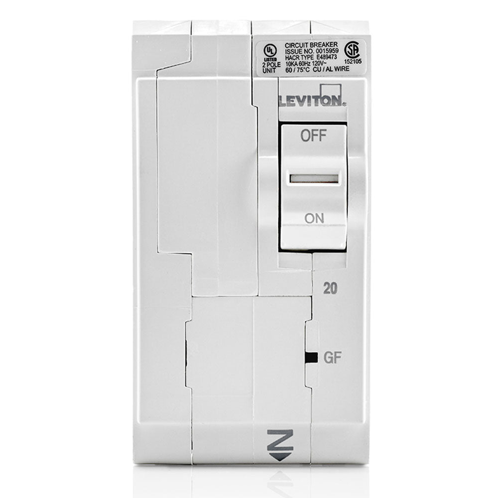 Leviton LB220-000-000 2-Pole 20A 120/240V Plug-On Circuit Breaker White 
