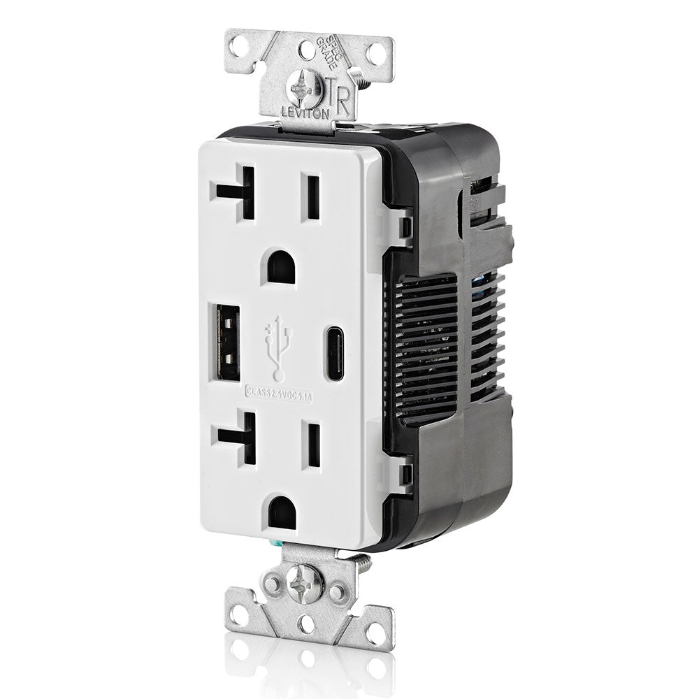 Type A & Type-C USB Charger/Tamper Resistant Receptacle, 20-Amp, T5833 – Leviton