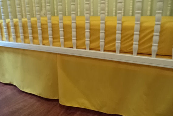 Solid Bright Yellow Crib Skirt Tailored Box Pleat Baby Cribs