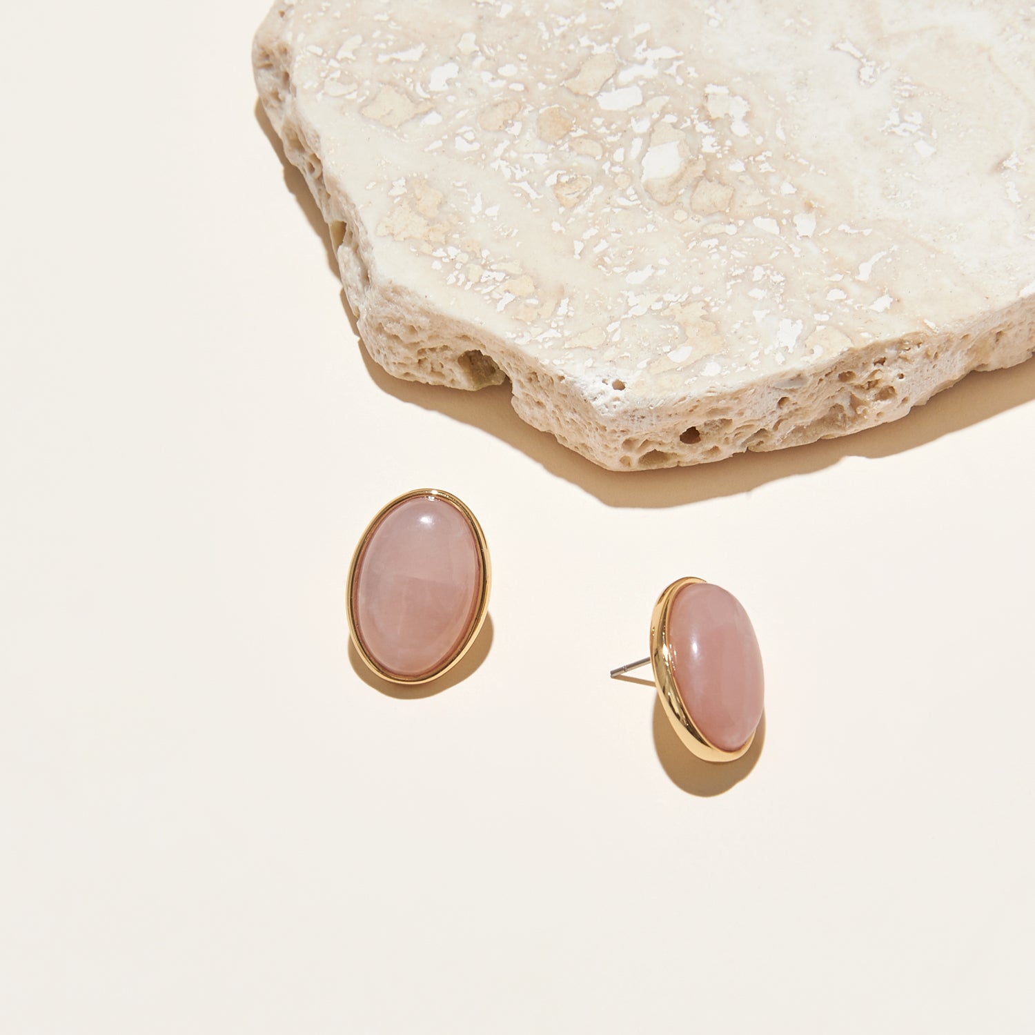 Adelaide Stud Earrings Rose Quartz
