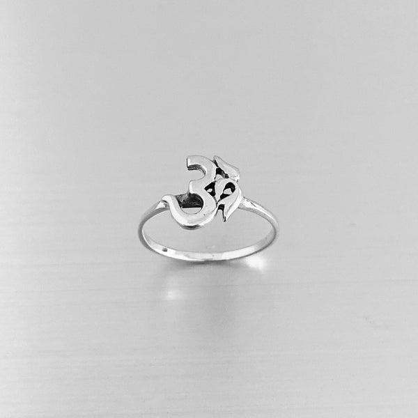 Sterling Silver Solo Om Sign Ring, Yoga Ring, Silver Rings, Om Ring 