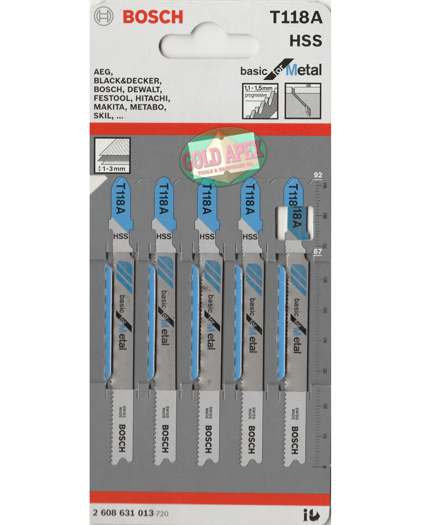 Pack Of 5 . Metal Genuine Bosch T118A Jigsaw Blades