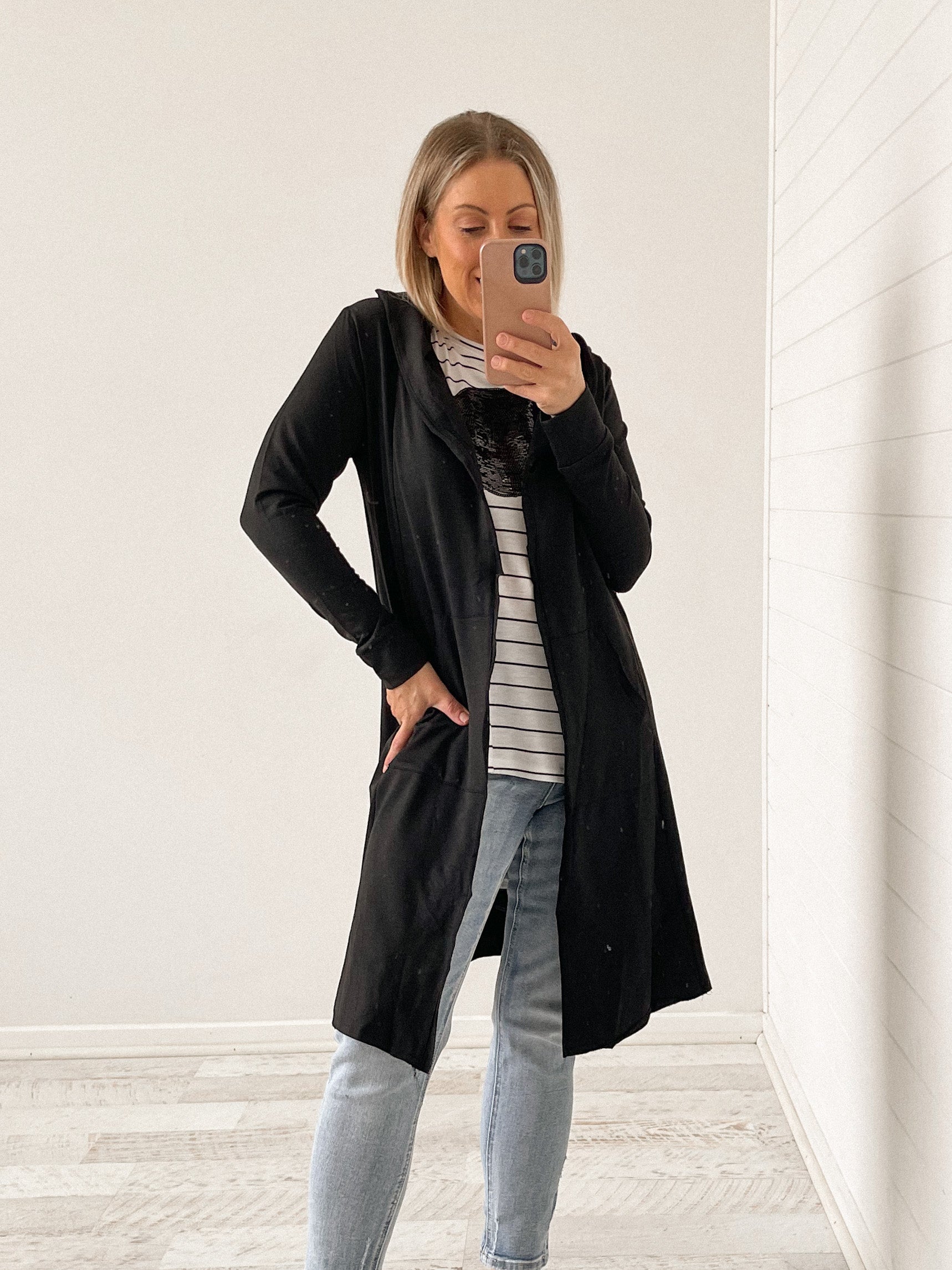 Parker Hooded Cardigan - Black
