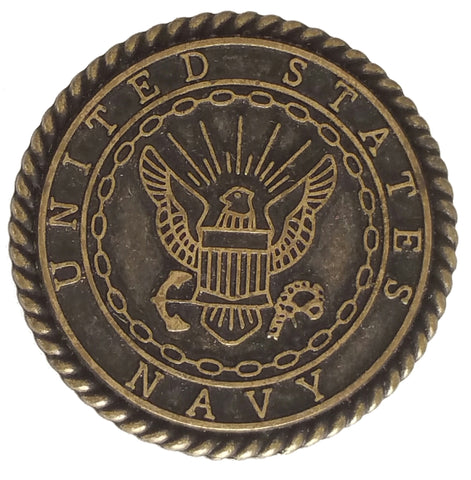 5440-CC 1" US Navy Seal Emblem Antique Brass Decorative Metal Piece, Decorative Metal Pieces - Behind The Wire Shop