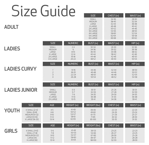 Lat Size Chart