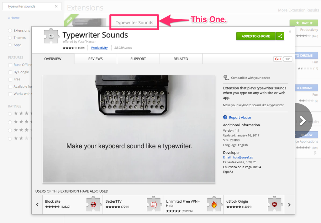 The Good Google Chrome Typewriter Sound.