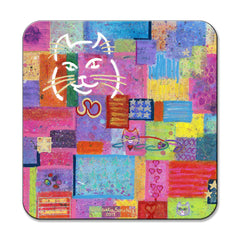 Cat Art Coaster by Claudia Sanchez entitled "Not Our President".