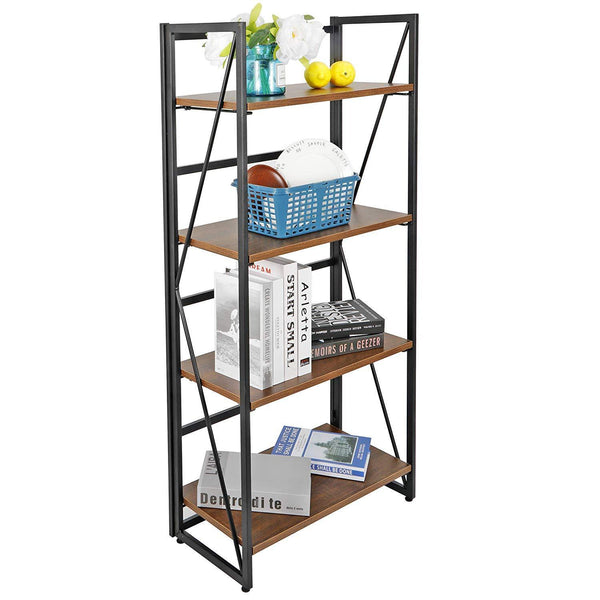 Zeny Folding Bookshelf Storage Shelves 4 Tiers Bookcase Home